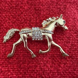 Gold Horse Brooch with Rhinestones  Horse brooch symbol 2026 Lunar newyea